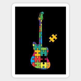 Color Puzzle Offset Style Electric Guitar Silhouette Magnet